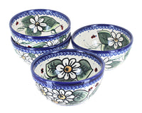Polish Pottery Ladybug 4 PC Dessert Bowl Set