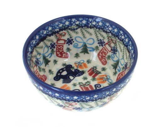 Christmas Bounty Dessert Bowl Polish Pottery