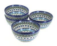 Polish Pottery Holiday Pine 4 PC Dessert Bowl Set