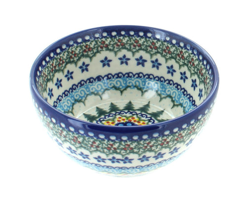Holiday Pine Dessert Bowl Polish Pottery