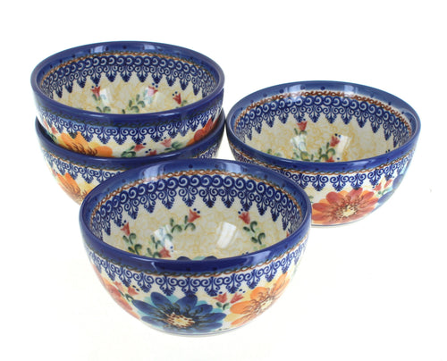 Polish Pottery Autumn Burst 4 PC Dessert Bowl