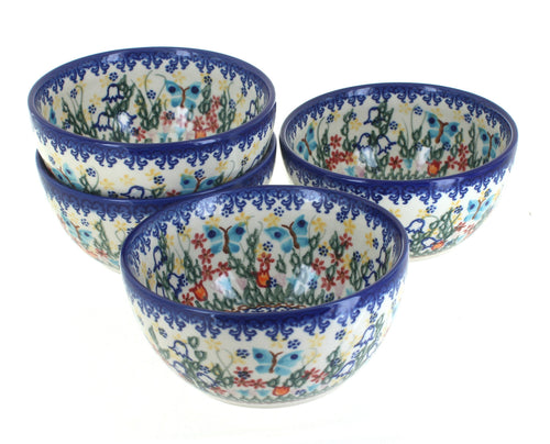 Polish Pottery Garden of Eden 4 PC Dessert Bowl Set
