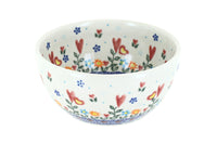 Polish Pottery Hearts & Flowers Dessert Bowl
