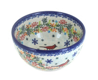 Winter Cardinal Dessert Bowl Polish Pottery