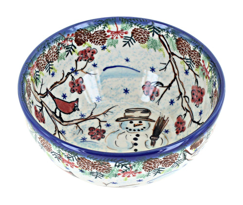 Little Snowman Cereal/Soup Bowl Polish Pottery