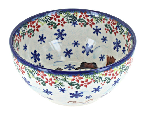 Polish Pottery Snowflake Friends Cereal/Soup Bowl