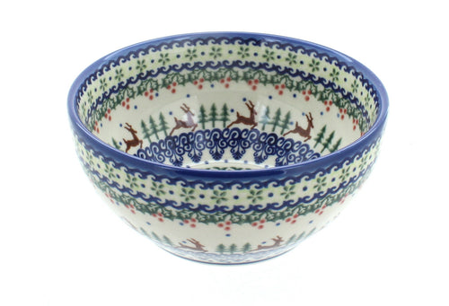Polish Pottery Reindeer Delight Cereal/Soup Bowl