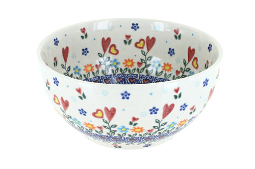 Polish Pottery Hearts & Flowers Cereal/Soup Bowl