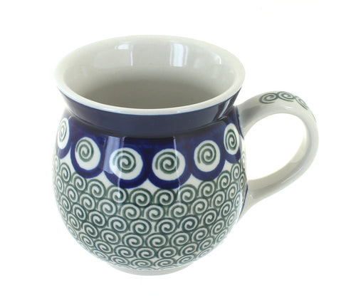Polish Pottery Peacock Swirl Bubble Mug