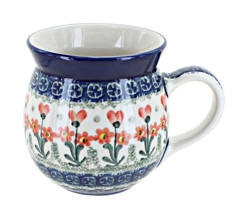 Polish Pottery Peach Posy Bubble Mug