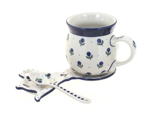 Polish Pottery Blueberry Mug & Saucer Gift Set