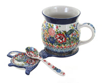Polish Pottery Hummingbird Mug & Saucer Gift Set