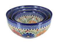 Polish Pottery Autumn Burst 3 PC Mixing Bowl Set