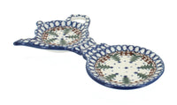 Polish Pottery Rustic Pines Tea Bag Holder & Saucer
