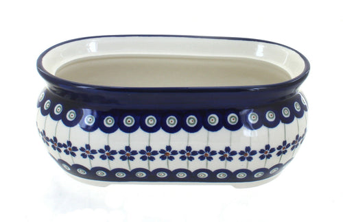 Polish Pottery Flowering Peacock Small Planter