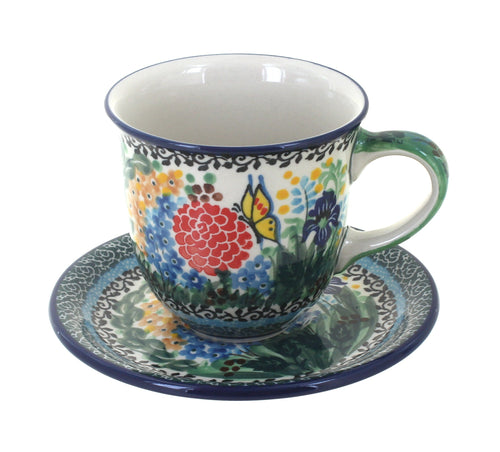 Polish Pottery Teresa Coffee Mug & Saucer