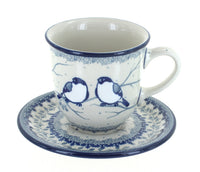 Polish Pottery Bluebird Coffee Mug & Saucer