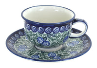 Polish Pottery Seaside Swirl Cup & Saucer