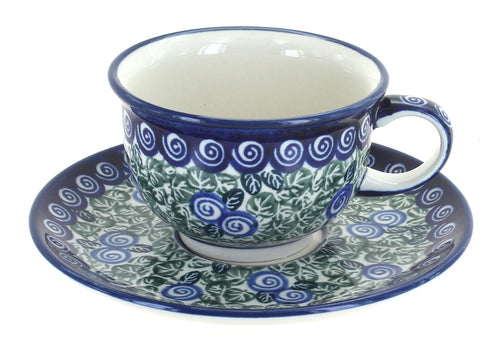 Polish Pottery Seaside Swirl Cup & Saucer