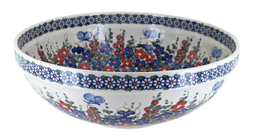 Polish Pottery Garden Butterfly Large Serving Bowl