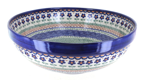 Polish Pottery Aztec Flower Large Serving Bowl