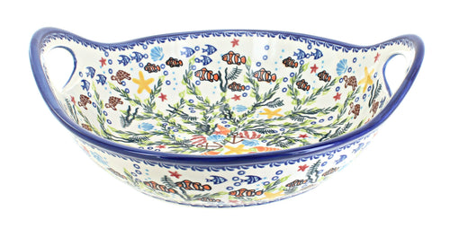 Polish Pottery Atlantis Deep Bowl with Handles