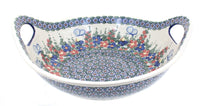 Polish Pottery Garden Butterfly Deep Bowl with Handles