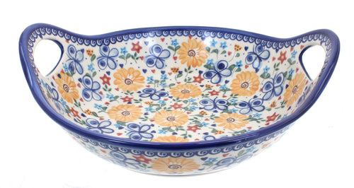 Polish Pottery Butterfly Deep Bowl with Handles