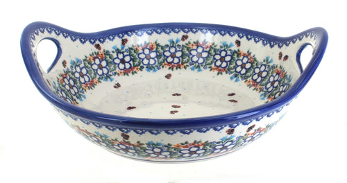 Polish Pottery Scarlett Deep Bowl with Handles