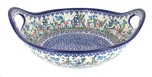 Polish Pottery Garden of Eden Deep Bowl with Handles