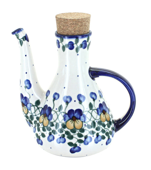 Polish Pottery Pansies Olive Oil Container