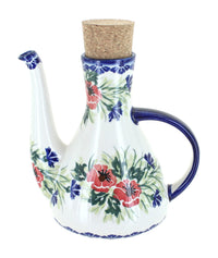 Polish Pottery Cherry Red Bouquet Olive Oil Container