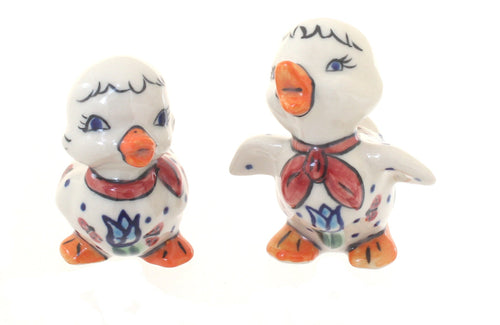 Polish Pottery Garden Tulip Baby Duck Set