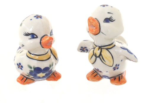 Polish Pottery Spring Blossom Baby Duck Set