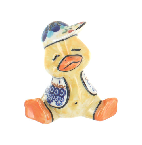 Polish Pottery Autumn Burst Baby Duck with Cap