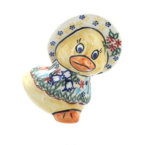 Polish Pottery Garden of Eden Lady Duck with Bonnet