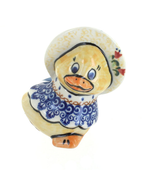 Polish Pottery Autumn Burst Lady Duck with Bonnet