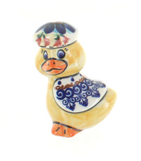 Polish Pottery Autumn Burst Gentleman Duck with Cap