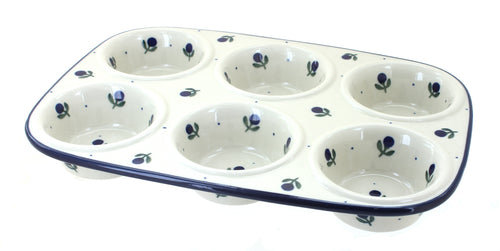 Polish Pottery Blueberry Muffin Pan