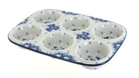 Polish Pottery Georgia Blue Muffin Pan