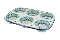 Polish Pottery Dandelion Muffin Pan