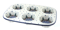 Polish Pottery Rustic Pines Muffin Pan