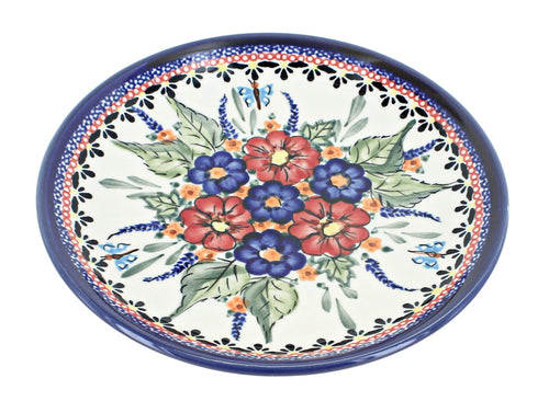 Polish Pottery Floral Butterfly Dessert Plate