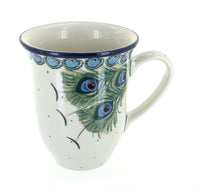 Polish Pottery Peacock Feather Large Coffee Mug