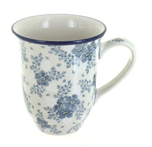 Polish Pottery Blue Fleur Large Coffee Mug