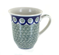 Polish Pottery Peacock Swirl Large Coffee Mug