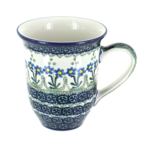 Polish Pottery Blue Posy Large Coffee Mug