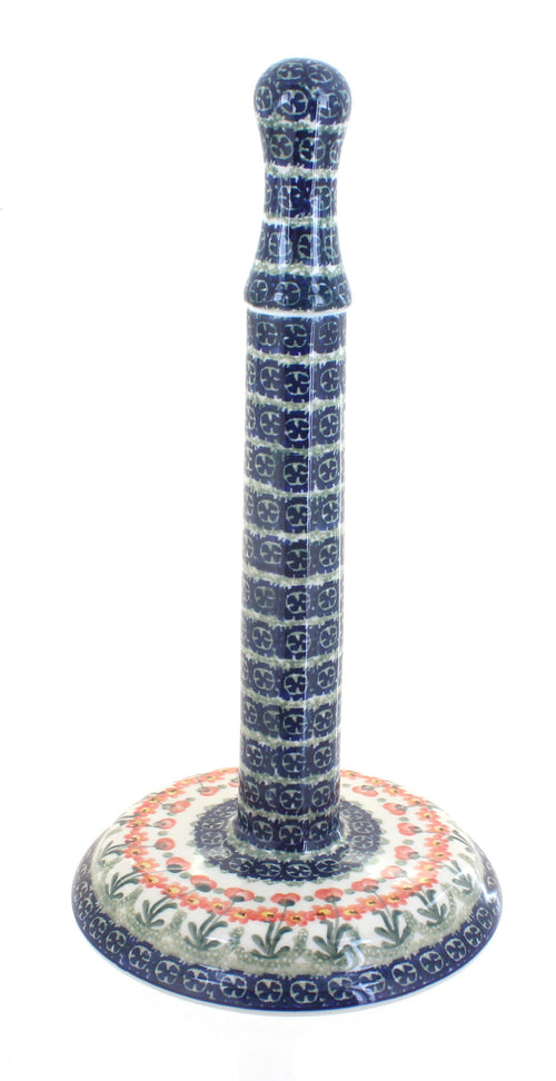 Polish Pottery Peach Posy Paper Towel Holder