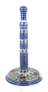 Polish Pottery Rooster Row Paper Towel Holder