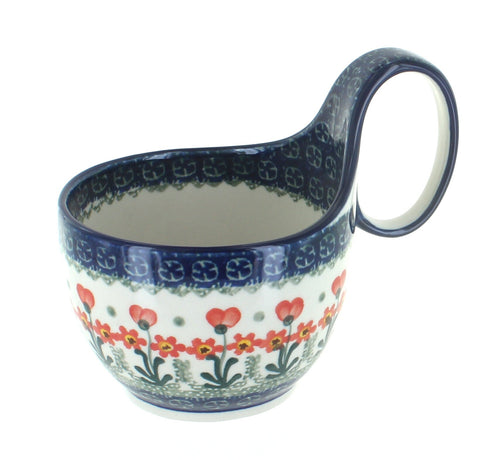 Polish Pottery Peach Posy Soup Mug